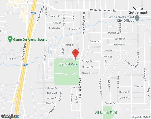Map showing location at 8908 George St., White Settlement, TX
