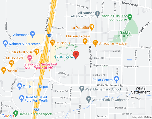 Map showing location at 405 N. Las Vegas Trail, White Settlement, TX