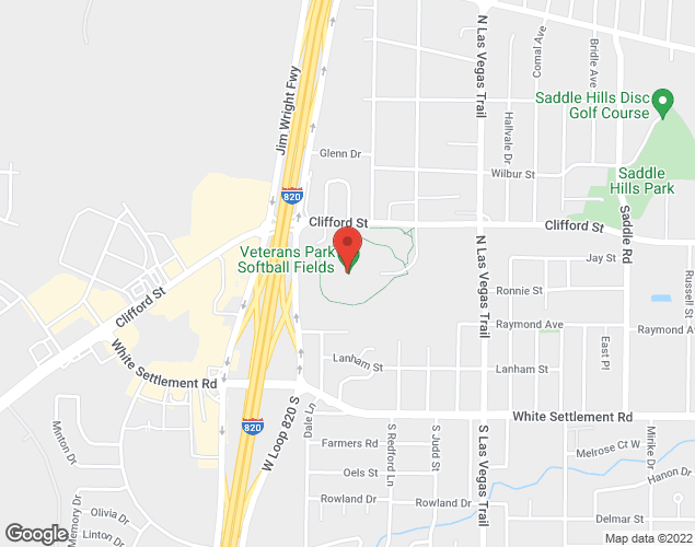 Map showing location at 8901 Clifford St., White Settlement, TX