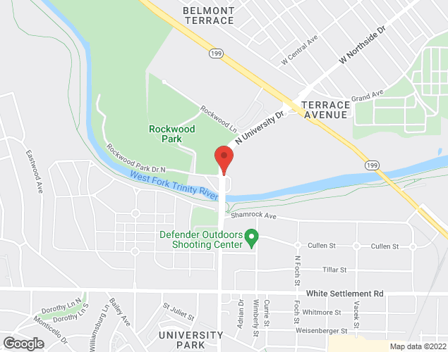 Map showing location at 701 North University Drive, Fort Worth, TX