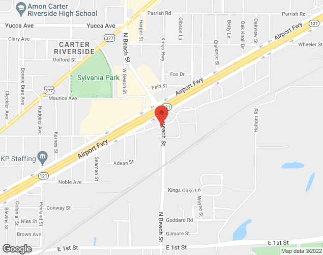 Map showing location at 751 North Beach Street, Fort Worth, TX