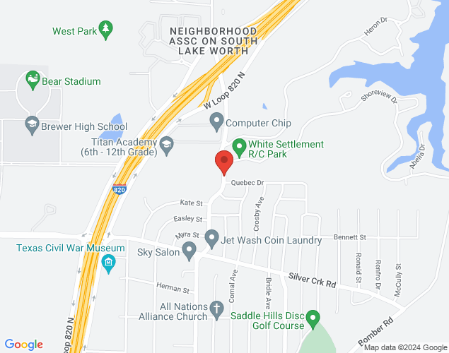 Map showing location at 1201 N. Las Vegas Trail, White Settlement, TX
