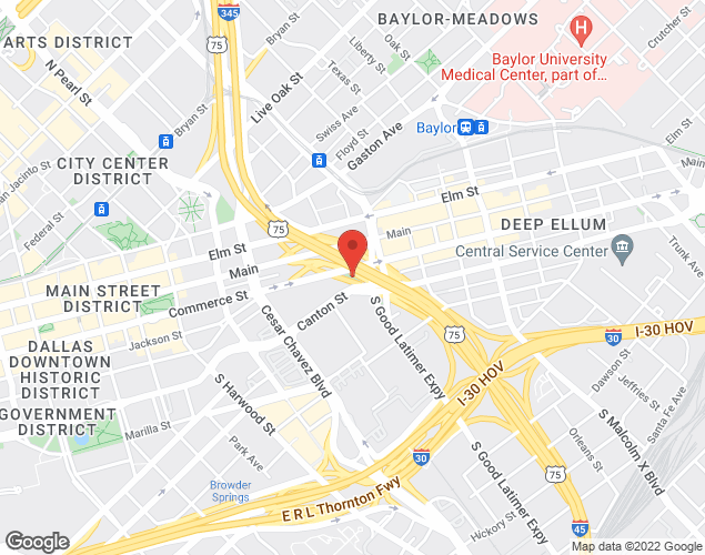 Map showing location at 2530 Commerce St, Dallas, TX