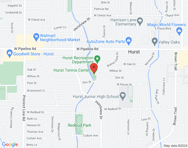 Map showing location at 701 Mary Drive, Hurst, TX