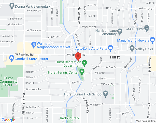 Map showing location at 715 Mary Drive, Hurst, TX