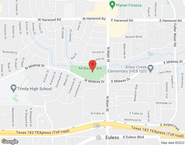 Map showing location at 300 W Midway, Euless, TX