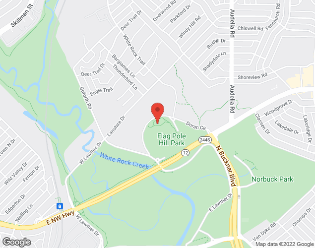 Map showing location at 8100 Doran Circle, Dallas, TX