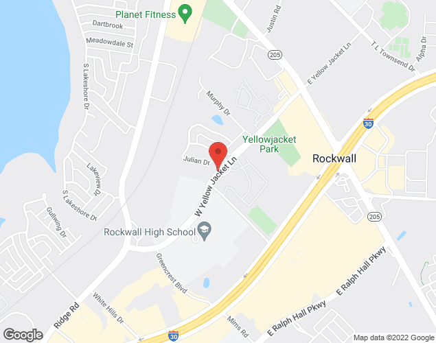 Map showing location at Yellow Jacket Ln., Rockwall, TX