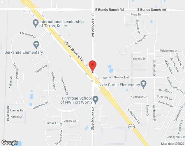 Map showing location at 8575 Blue Mound Rd, Fort Worth, TX