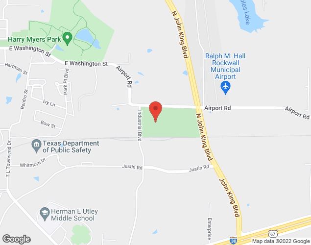 Map showing location at 1550 Airport rd, Rockwall, TX