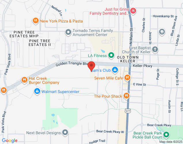 Map showing location at 331 Golden Triangle Boulevard, Keller, TX