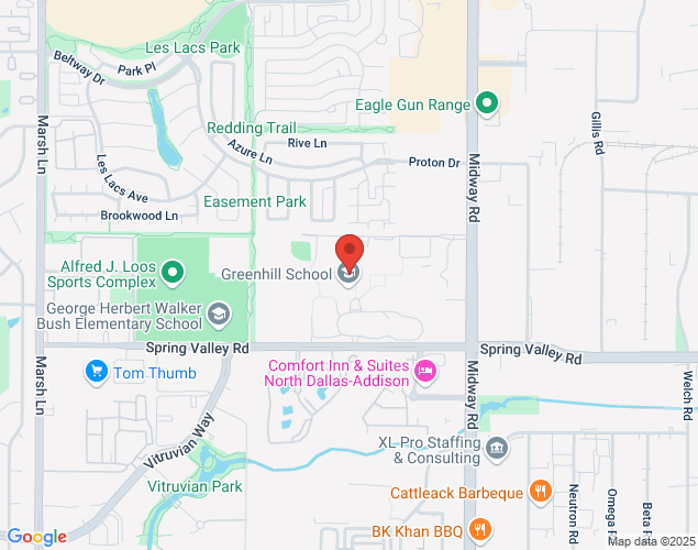 Map showing location at 4141 Spring Valley Rd, Addison, TX