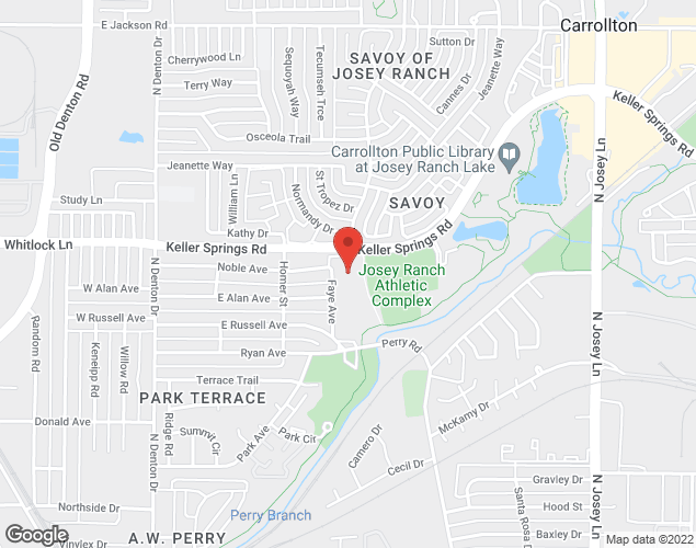 Map showing location at 1950 N Perry Road, Carrollton, TX