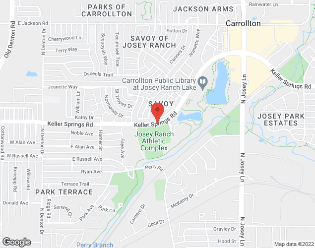 Map showing location at 1440 Keller Springs Road, Carrollton, TX
