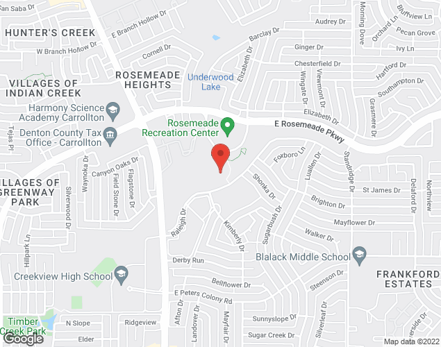 Map showing location at 1334 E Rosemeade Parkway, Carrollton, TX