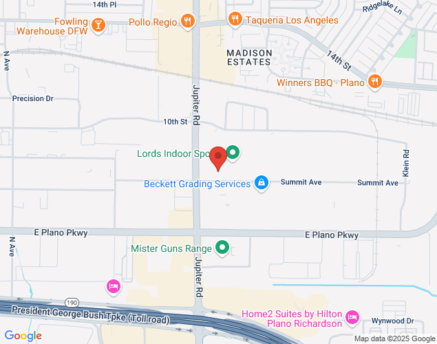 Map showing location at 2517 Summit Ave, Suite 200, Plano, TX