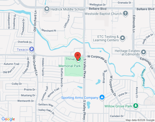 Map showing location at 1950 South Valley Parkway, Lewisville, TX