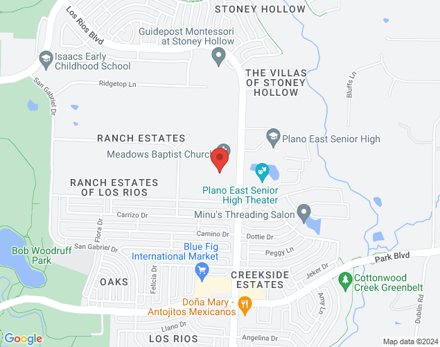 Map showing location at 3001 Los Rios Boulevard, Plano, TX