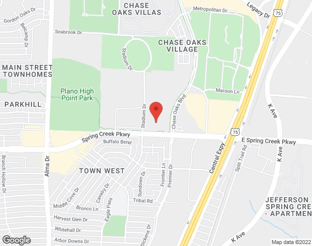 Map showing location at 421 W. Spring Creek Pkwy, Plano, TX