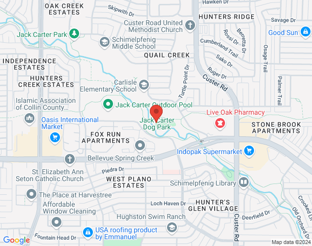 Map showing location at 2215 Pleasant Valley Dr., Plano, TX