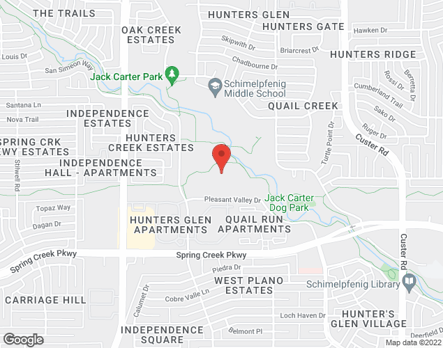Map showing location at 2601 Pleasant Valley Drive, Plano, TX