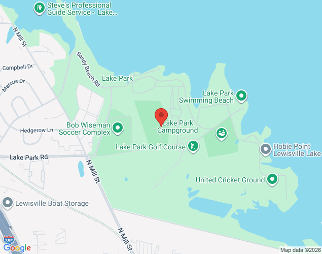 Map showing location at 200 Lake Park Road, Lewisville, TX