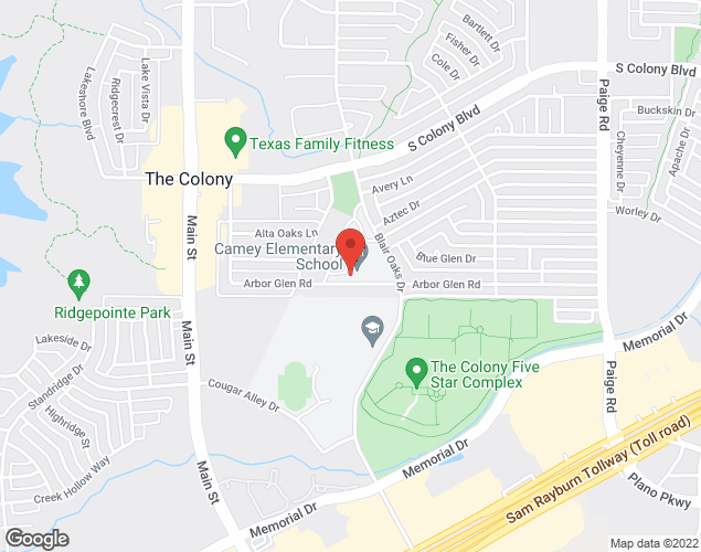 Map showing location at 4949 Arbor Glen Road, The Colony, TX