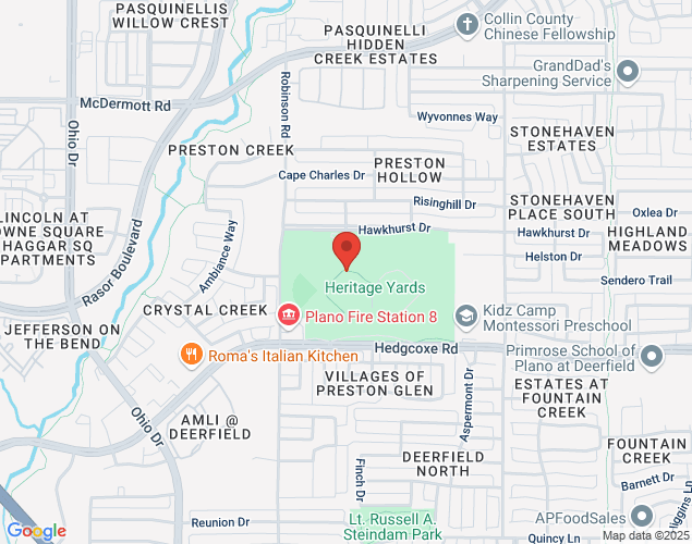 Map showing location at 4525 Hedgcoxe Rd, Plano, TX