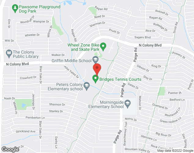Map showing location at 6600 Miller Drive, The Colony, TX