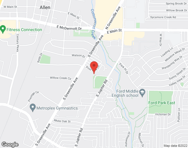 Map showing location at 510 S. Jupiter Rd., Allen, TX