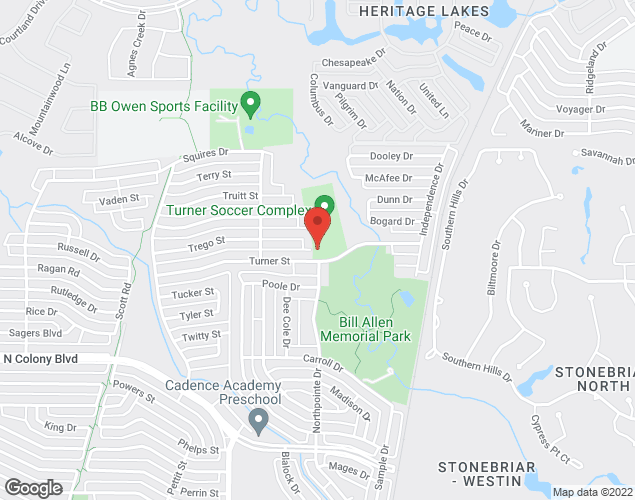 Map showing location at 5900 Turner Street, The Colony, TX