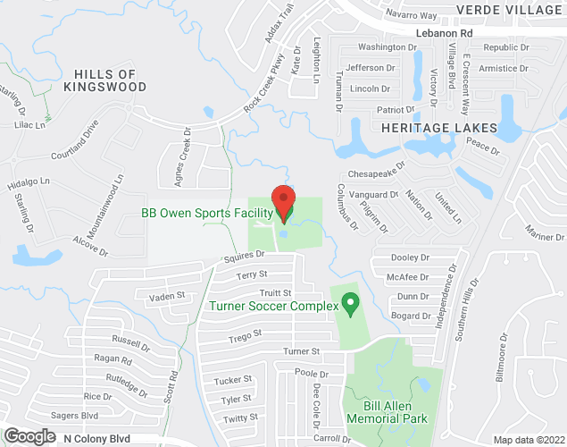 Map showing location at 5700 Squires Drive, The Colony, TX