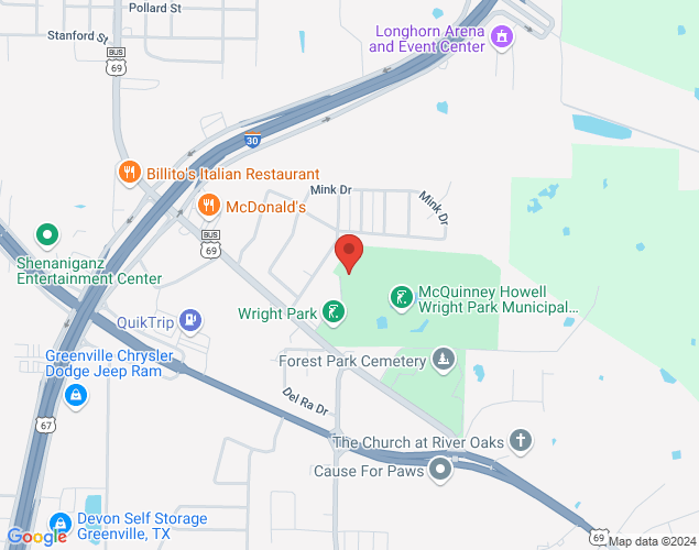 Map showing location at 5403 US-69 Bus, Greenville, TX