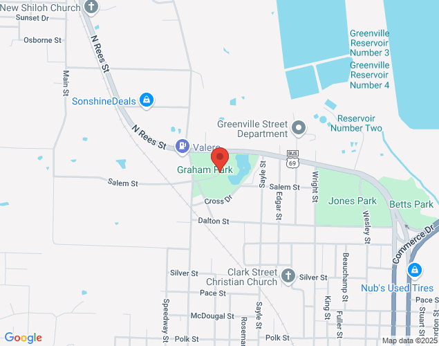 Map showing location at 800 Walnut St, Greenville, TX