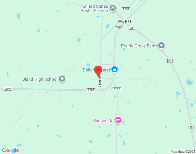 Map showing location at 2556 Lake Ave, Farmersville, TX