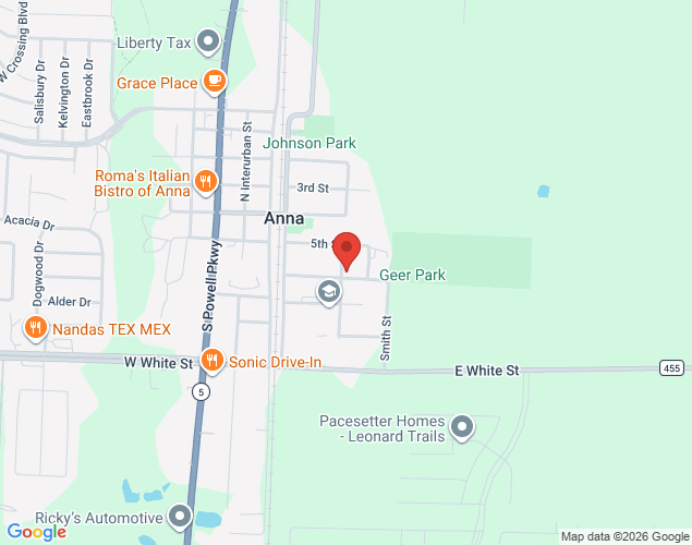 Map showing location at 305 Sixth Street, Anna, TX