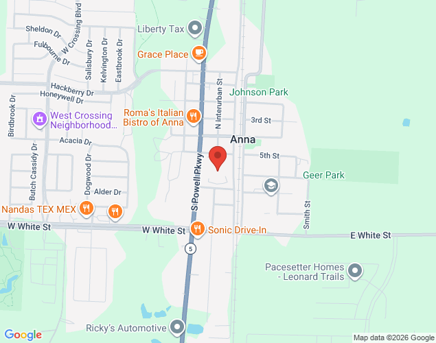 Map showing location at Rosamond Pkwy & Mossy Lk Ln, Anna, TX