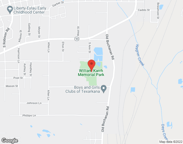 Map showing location at 2102 S. Ann St, Texarkana, TX