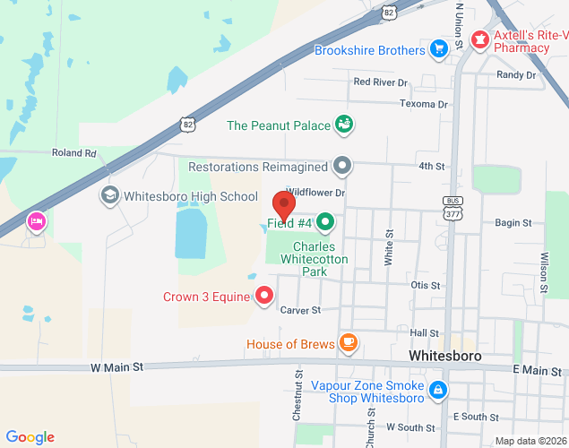 Map showing location at 300 Meadowcreek Dr, Whitesboro, TX 76273, Whitesboro, TX