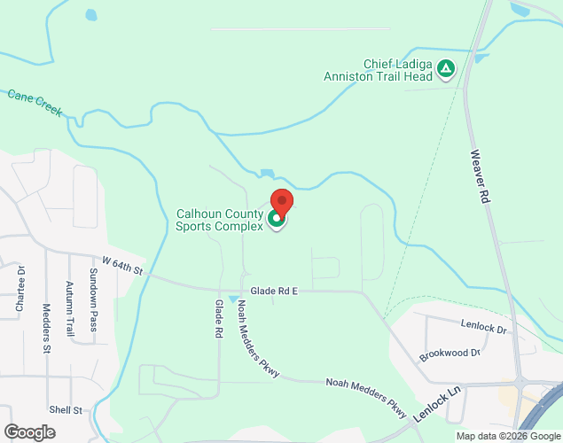 Map showing location at 901 GLADE ROAD EAST, ANNISTON, AL