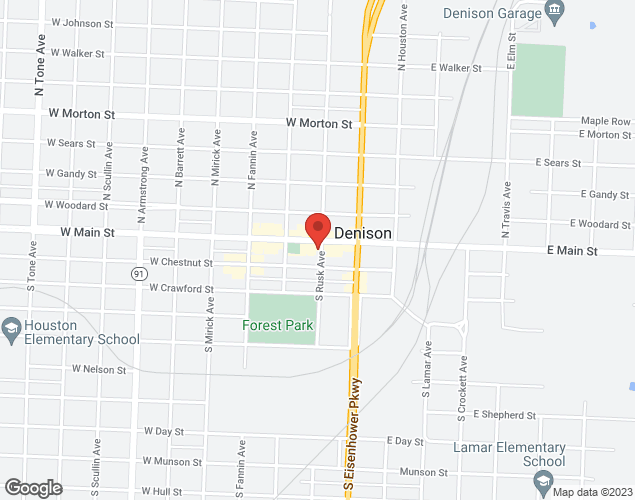 Map showing location at 300 W Main St, DENISON, 