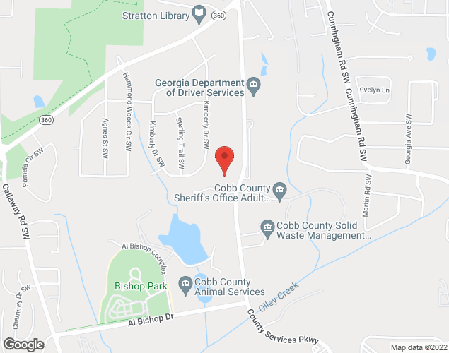 Map showing location at 1792 County Services Parkway, Marietta, GA