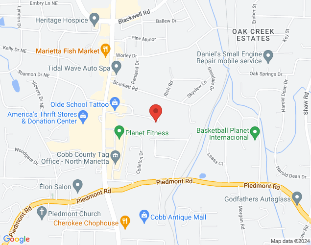 Map showing location at 900 Shaw Park Rd, Marietta, GA