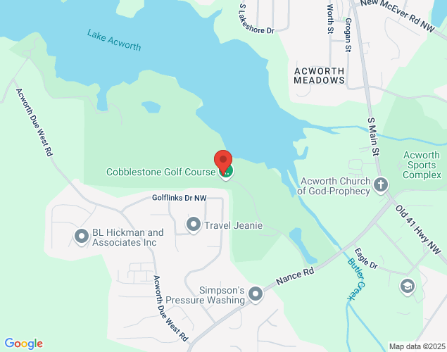 Map showing location at 4200 Nance Rd, Acworth, GA