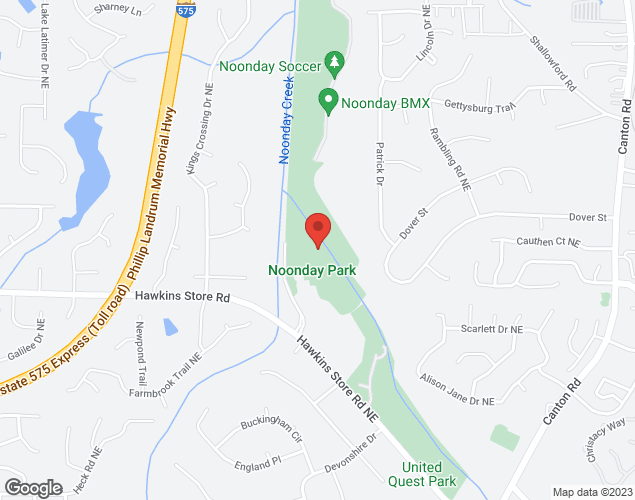 Map showing location at 489 Hawkins Store Road, Kennesaw, GA