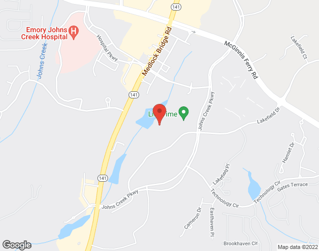 Map showing location at 11360 Lakefield Drive, Johns Creek, 