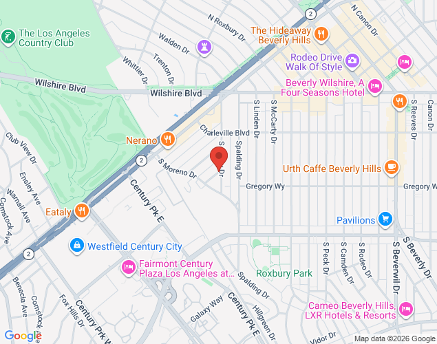 Map showing location at 9931 Young Drive, Beverly Hills, CA