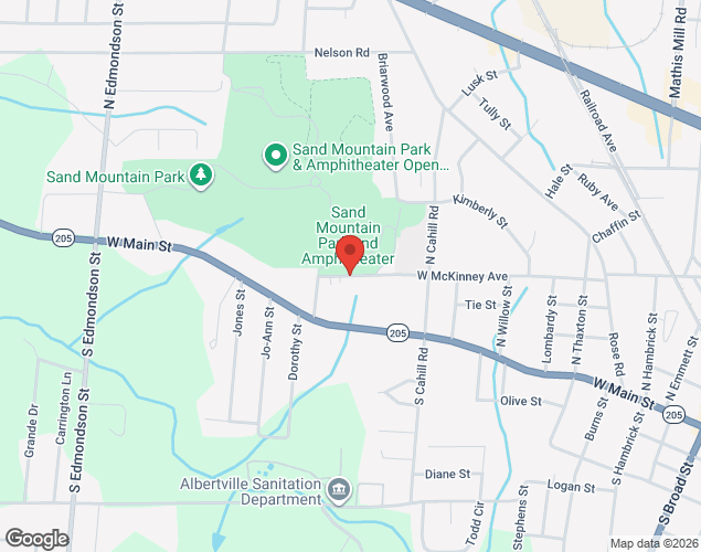 Map showing location at 915 West McKinney Ave, Albertville, AL