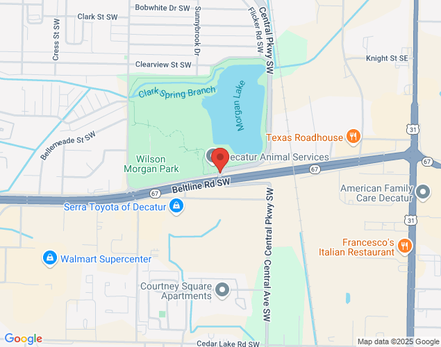 Map showing location at 300 Beltline Road, Decatur, AL