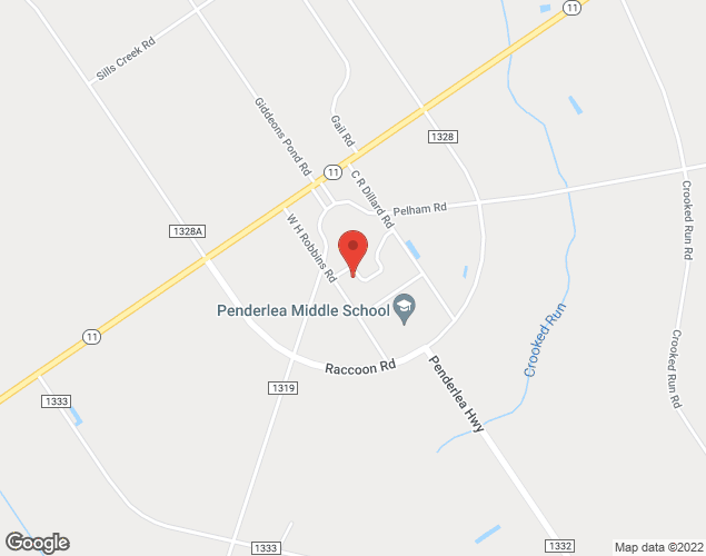 Map showing location at 231 W H Robbins Road, Willard, NC